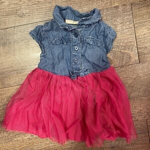 First Impressions Denim and Pink Tulle Dress